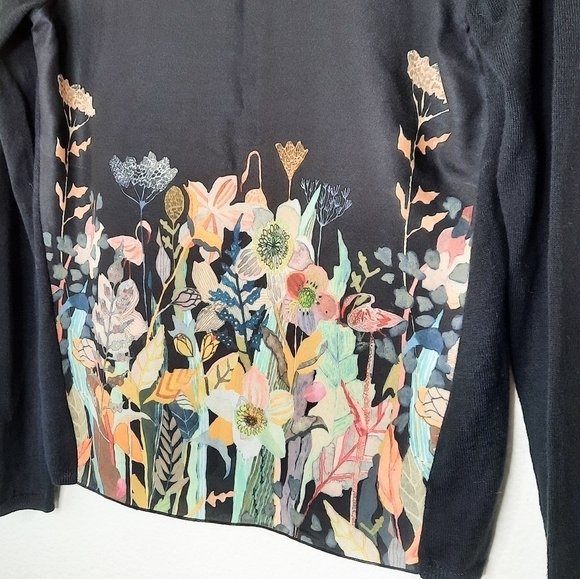 Anthropologie Knitted & Knotted Michelle Morin Chiffon Panel Sweater S - Picture 8 of 9